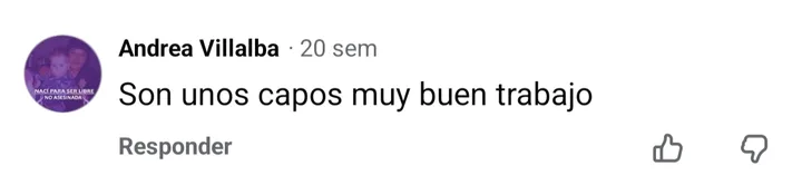 Captura del comentario de Andrea Villalba en Facebook