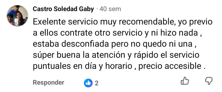 Captura del comentario de Castro Soledad Gaby en Facebook