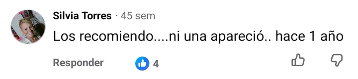 Captura del comentario de Silvia Torres en Facebook
